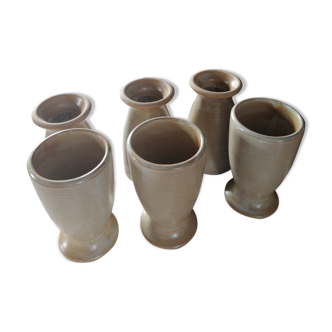 Series of 6 sandstone glasses Village France