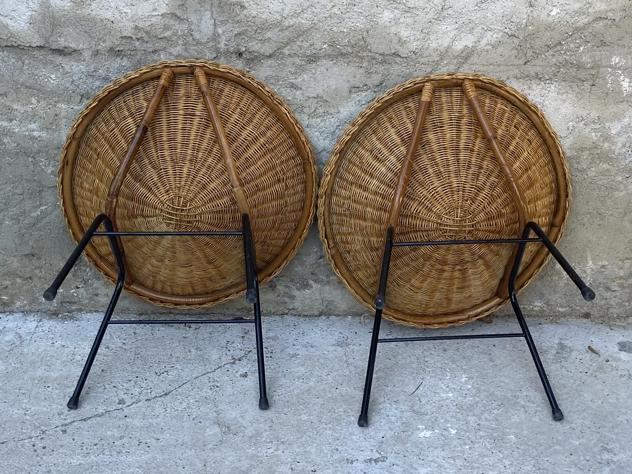 Pair of rattan armchairs from the 1950s.