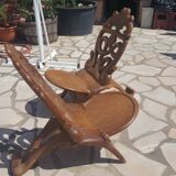 Pair of solid mahogany armchairs Madagascar around 1950