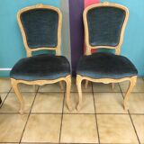 Pair of blue velvet Louis XV chairs