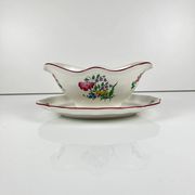 Saucière KG Lunéville, modèle "Réverbère", motif rose