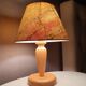 Wooden table lamp with fabric lampshade 1980