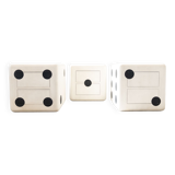 Dado cube with wheels and two drawers in beech plywood from the 1980s set of 3