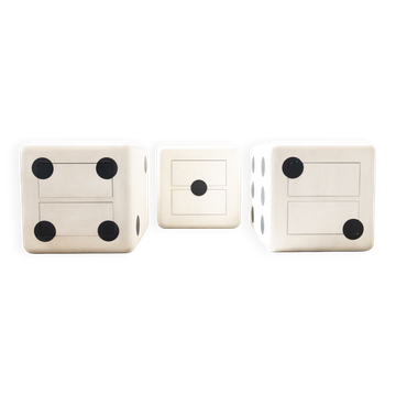 Dado cube à roulettes et deux tiroirs en contreplaqué de hêtre des années 1980 set de 3