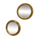 Paire de miroirs anciens 22,5cm de sorcière doré à la feuille d’or