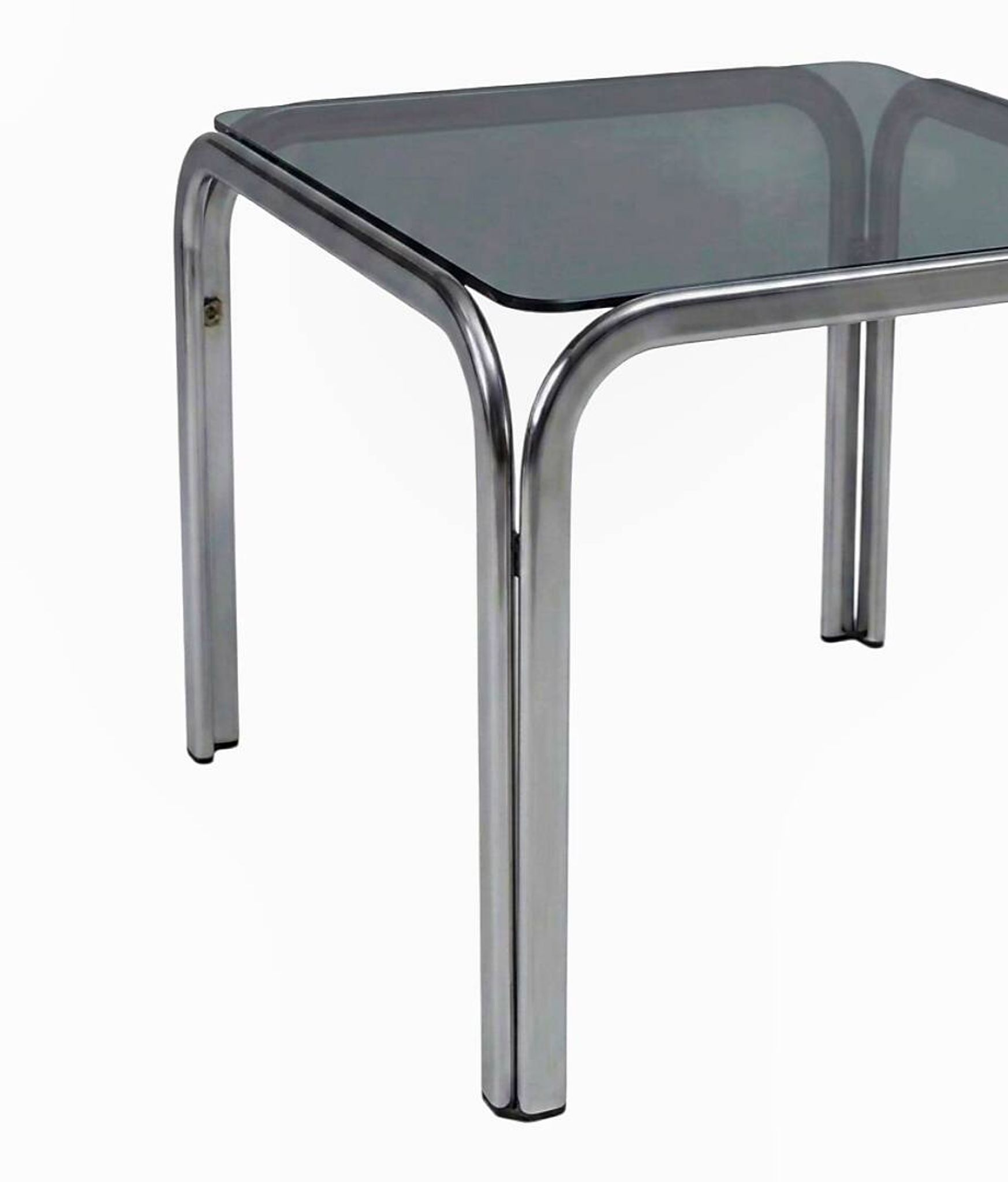 Vintage 70s coffee table - Chrome & smoked glass