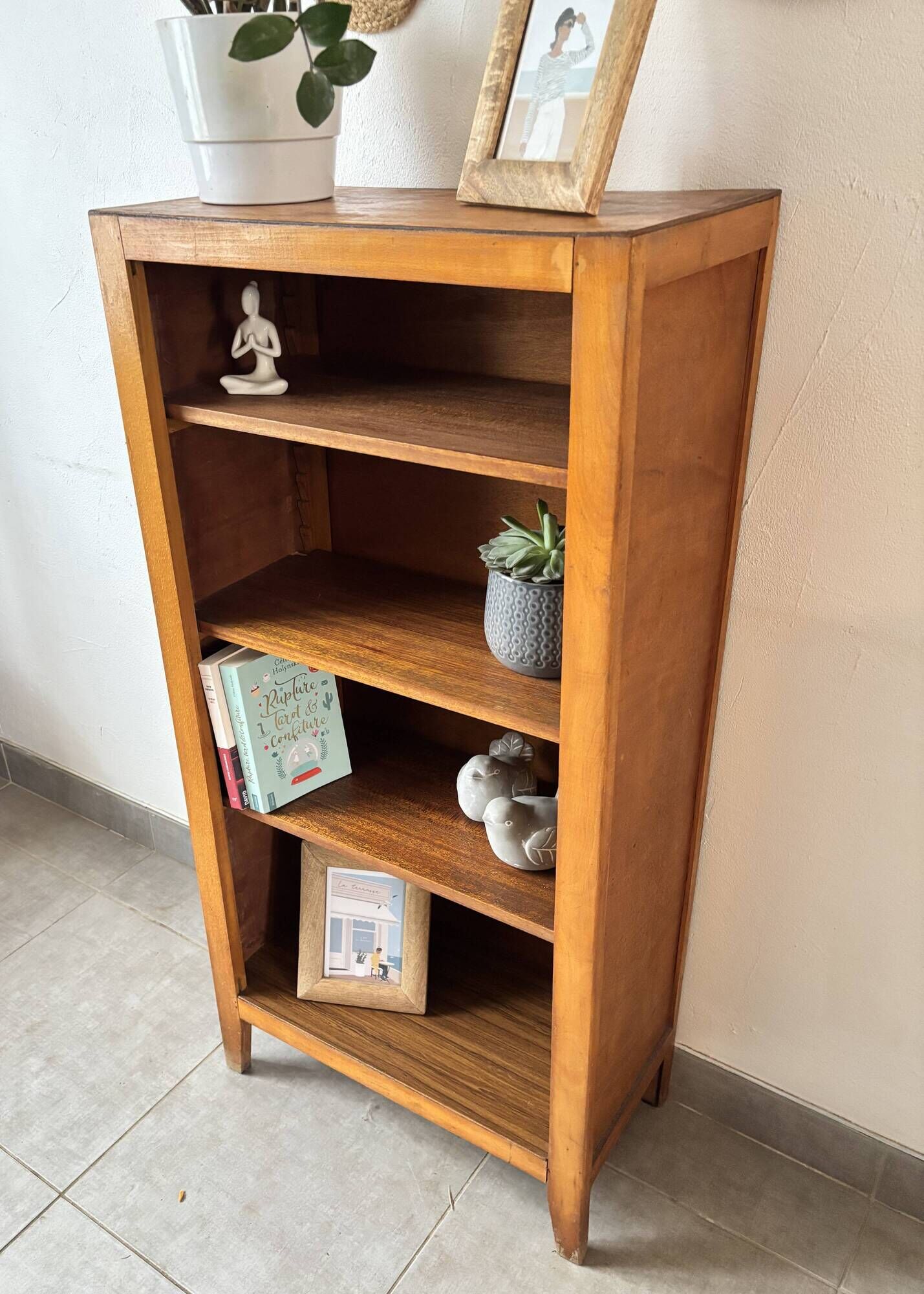 Small vintage oak library - Modular shelves, 1960s