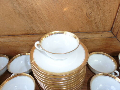 12 cups and limoges porcelain coffee saucers by A.Blin vintage Vierzon décor
