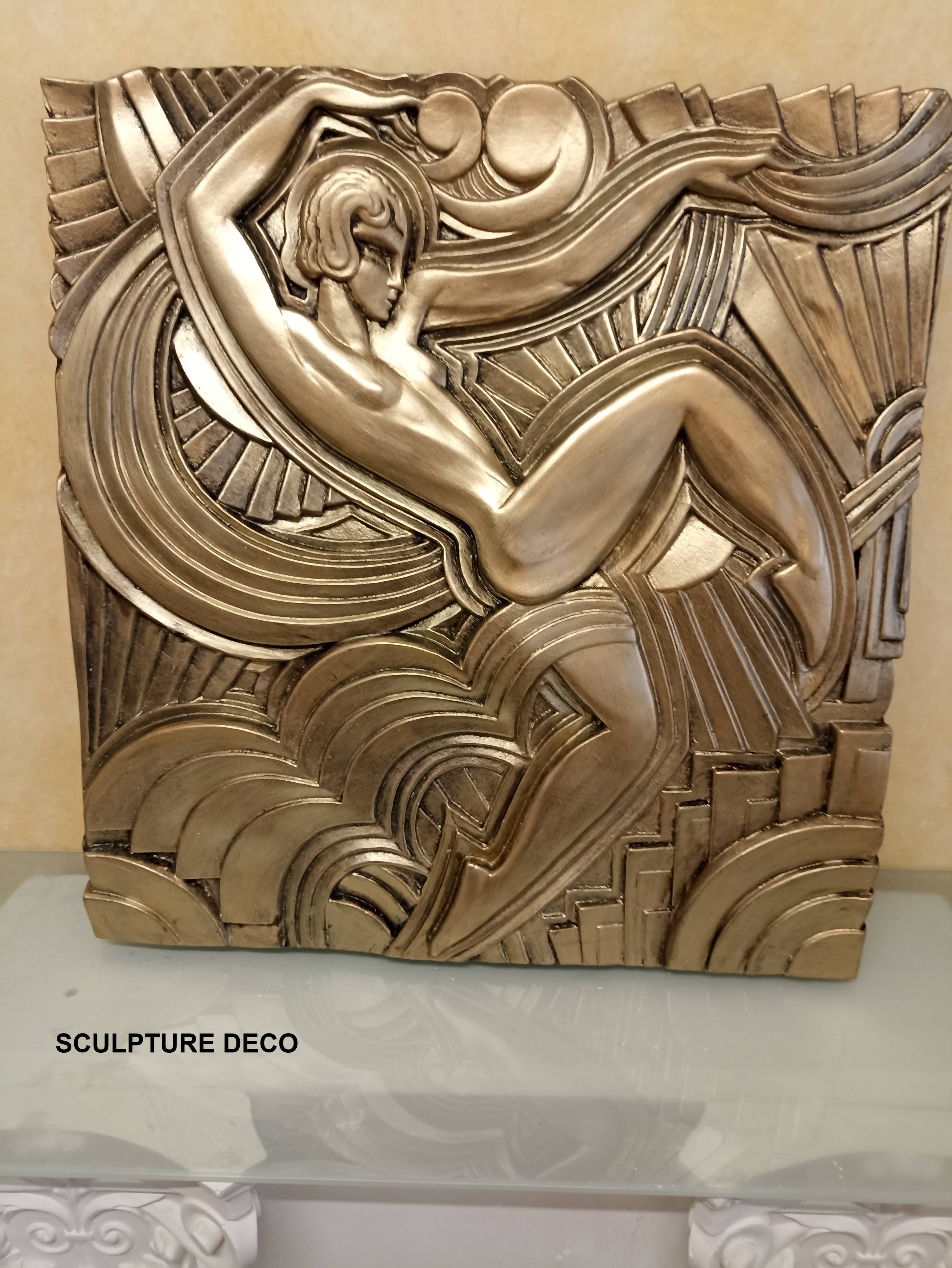 Large Art Deco bas-relief dancer "Folies bergère" after Maurice Picaud