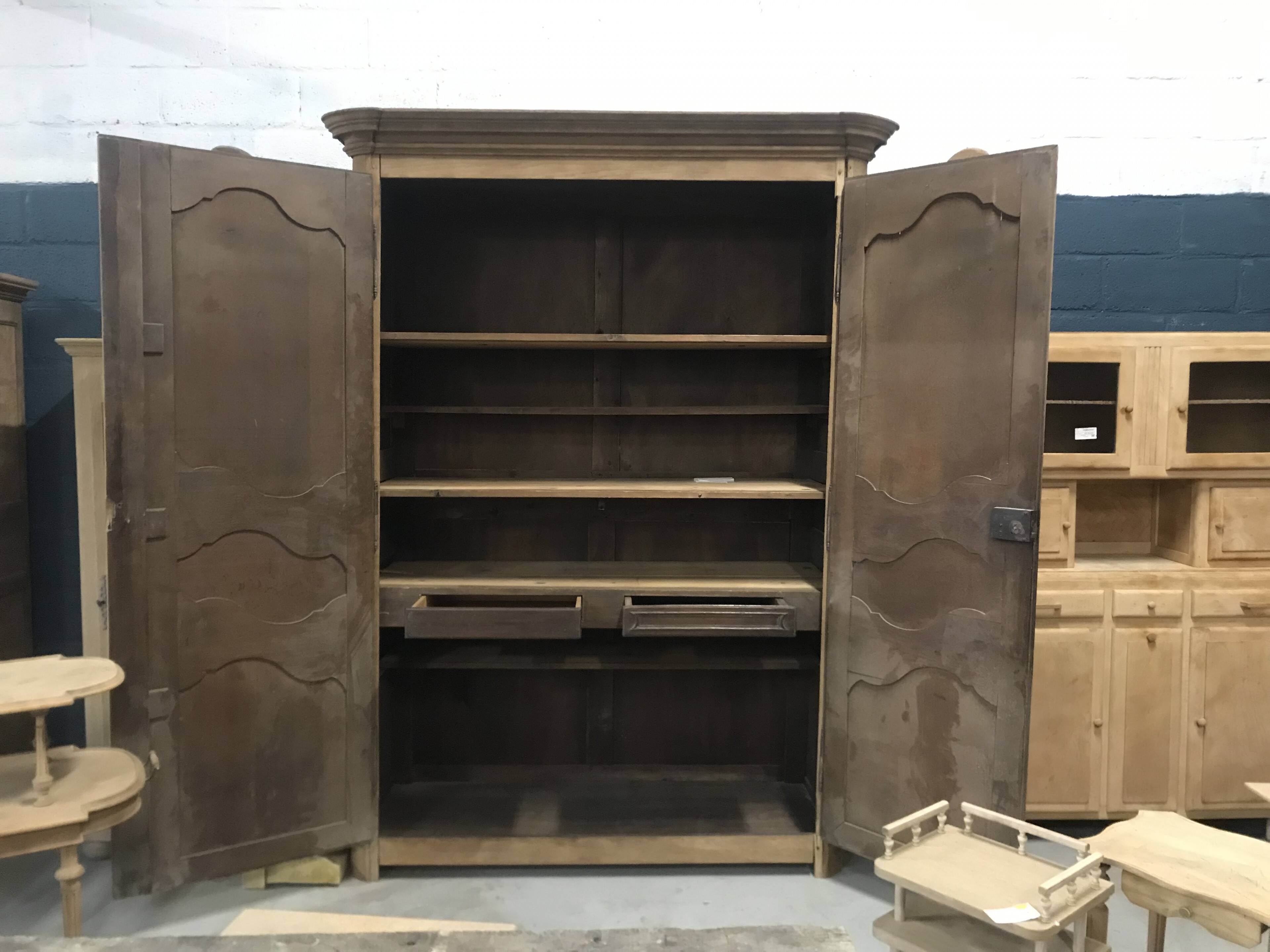 Large stripped oak wardrobe
