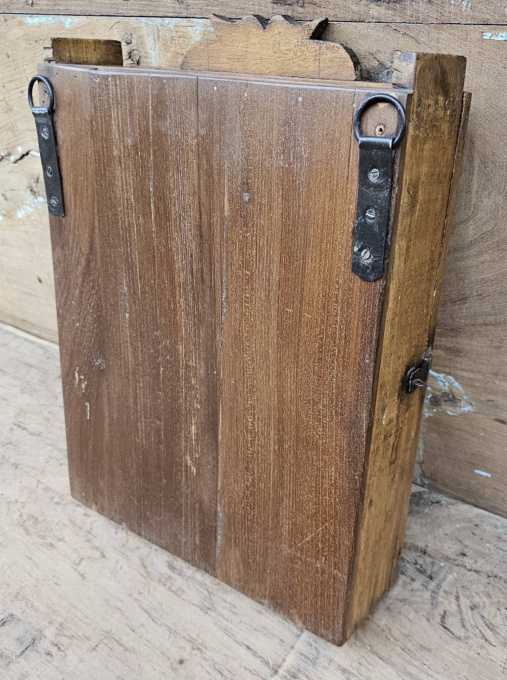 Old tribal wall display case in Burmese teak