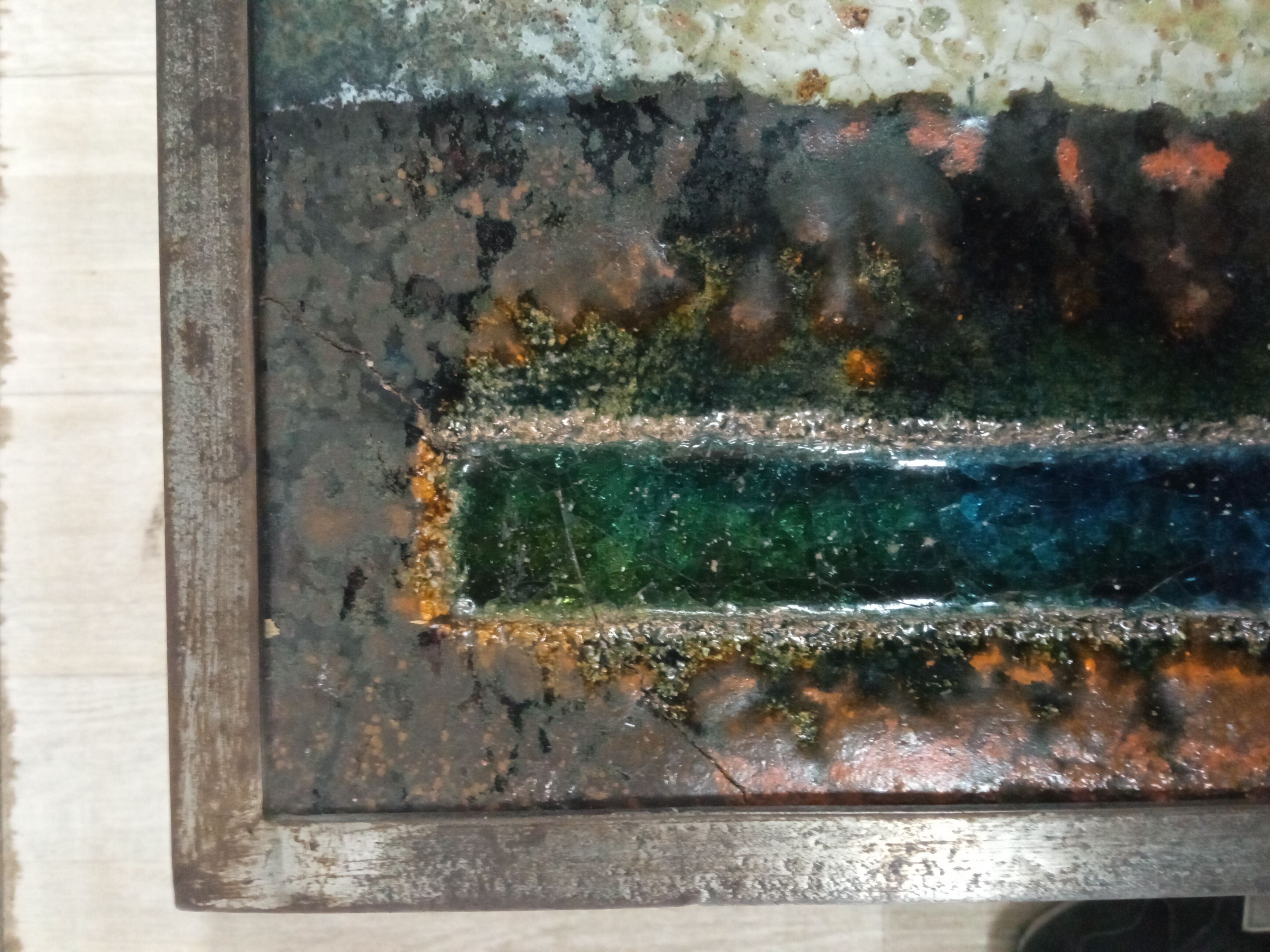 Coffee table in enamelled lava stone