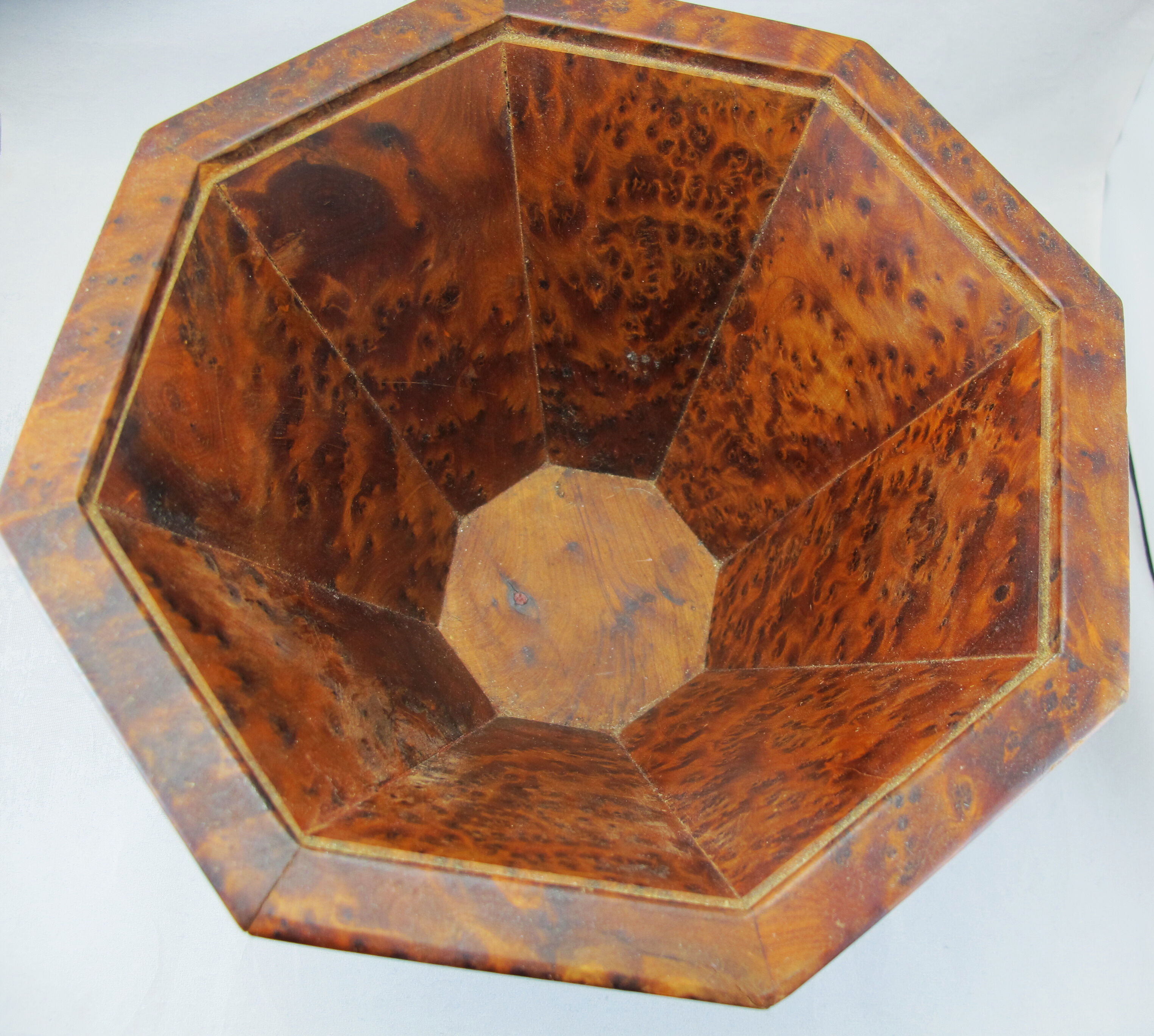 Basket or empty wooden pocket and cedar magnifying glass veneer
