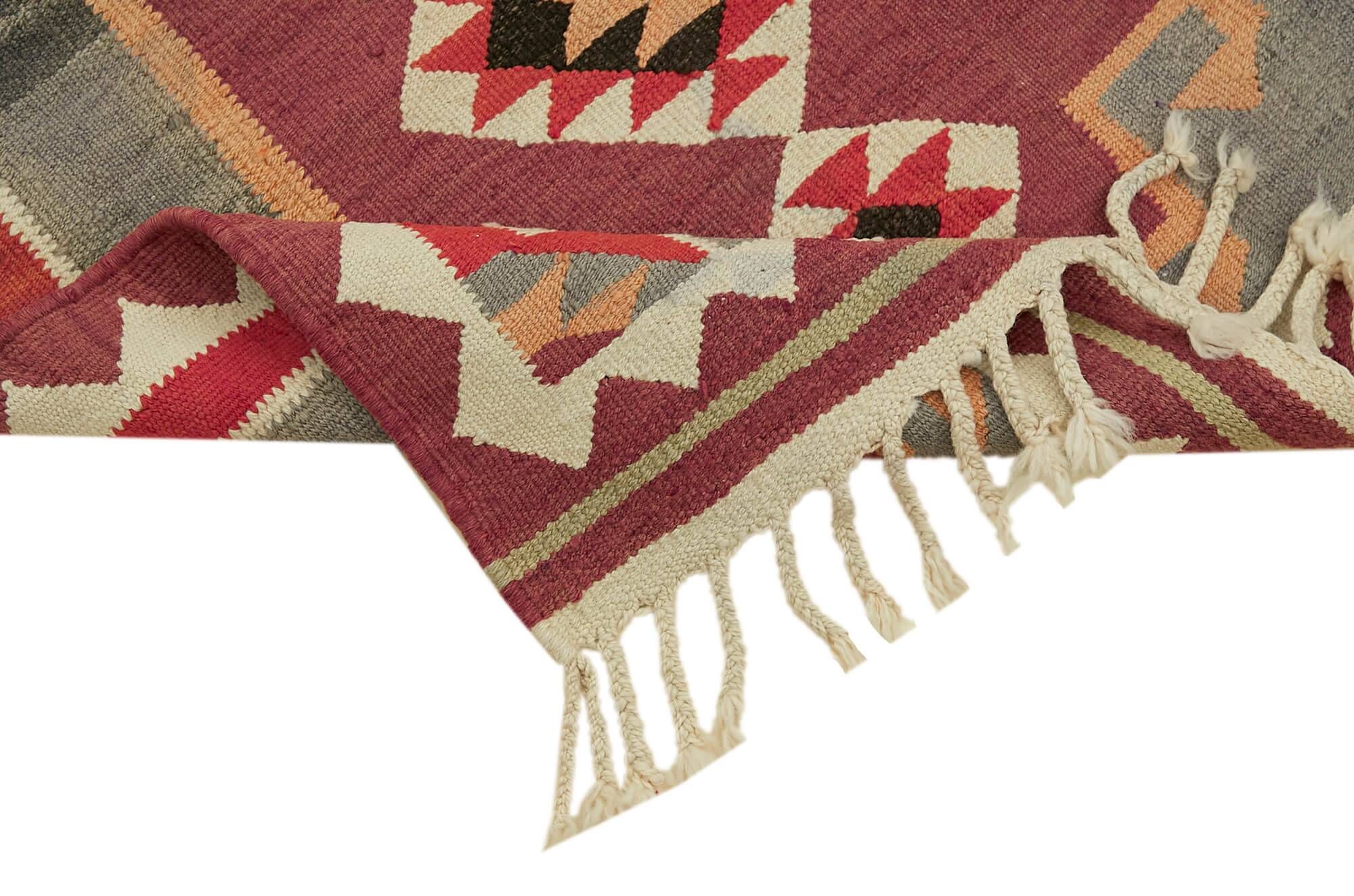 Turkish Handwoven Vintage Herki Kilim 107 cm x 363 cm