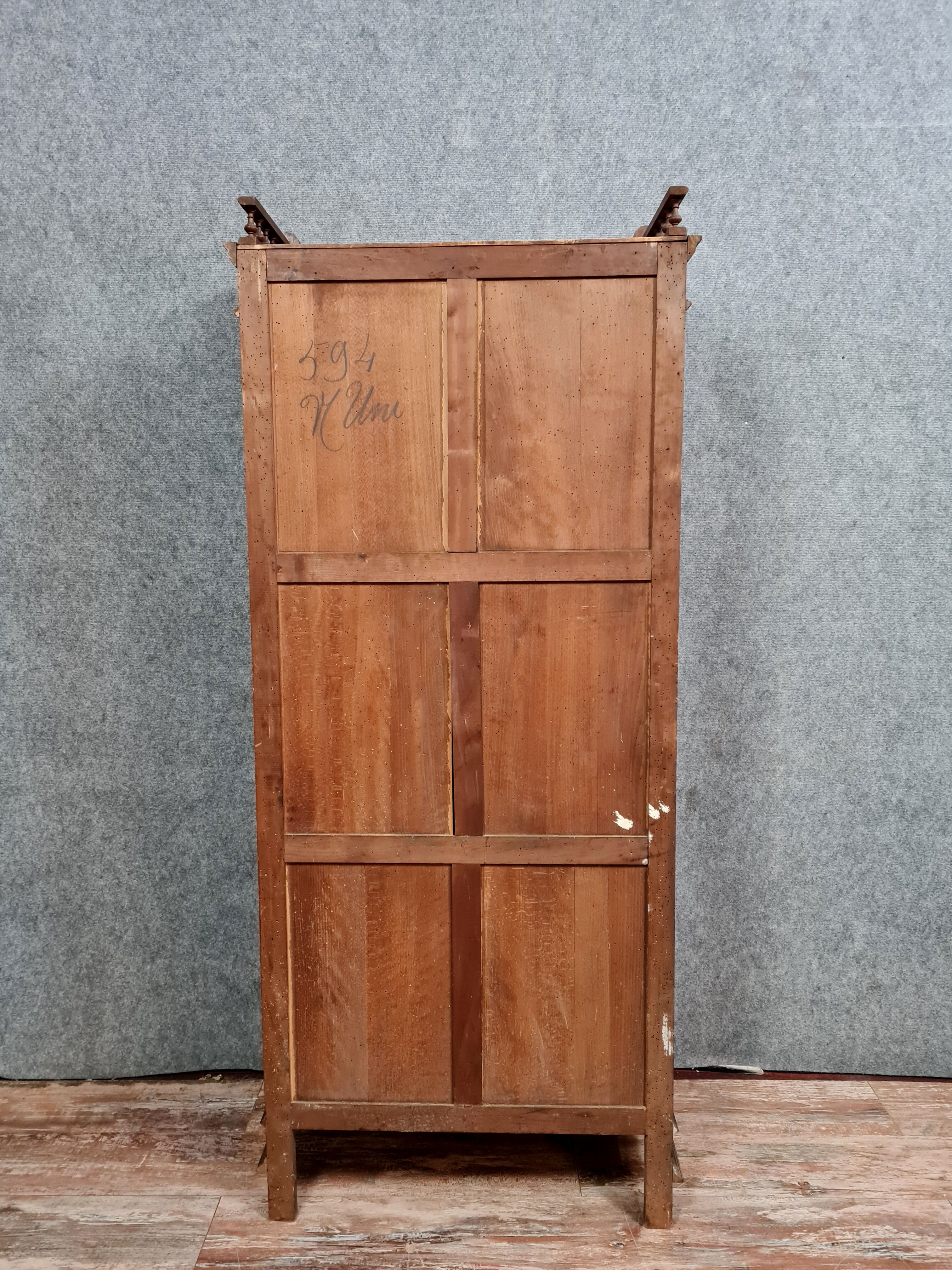 Louis XVI library in solid walnut with blonde patina around 1850