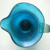 Small Art Deco pitcher, iridescent blue glass
