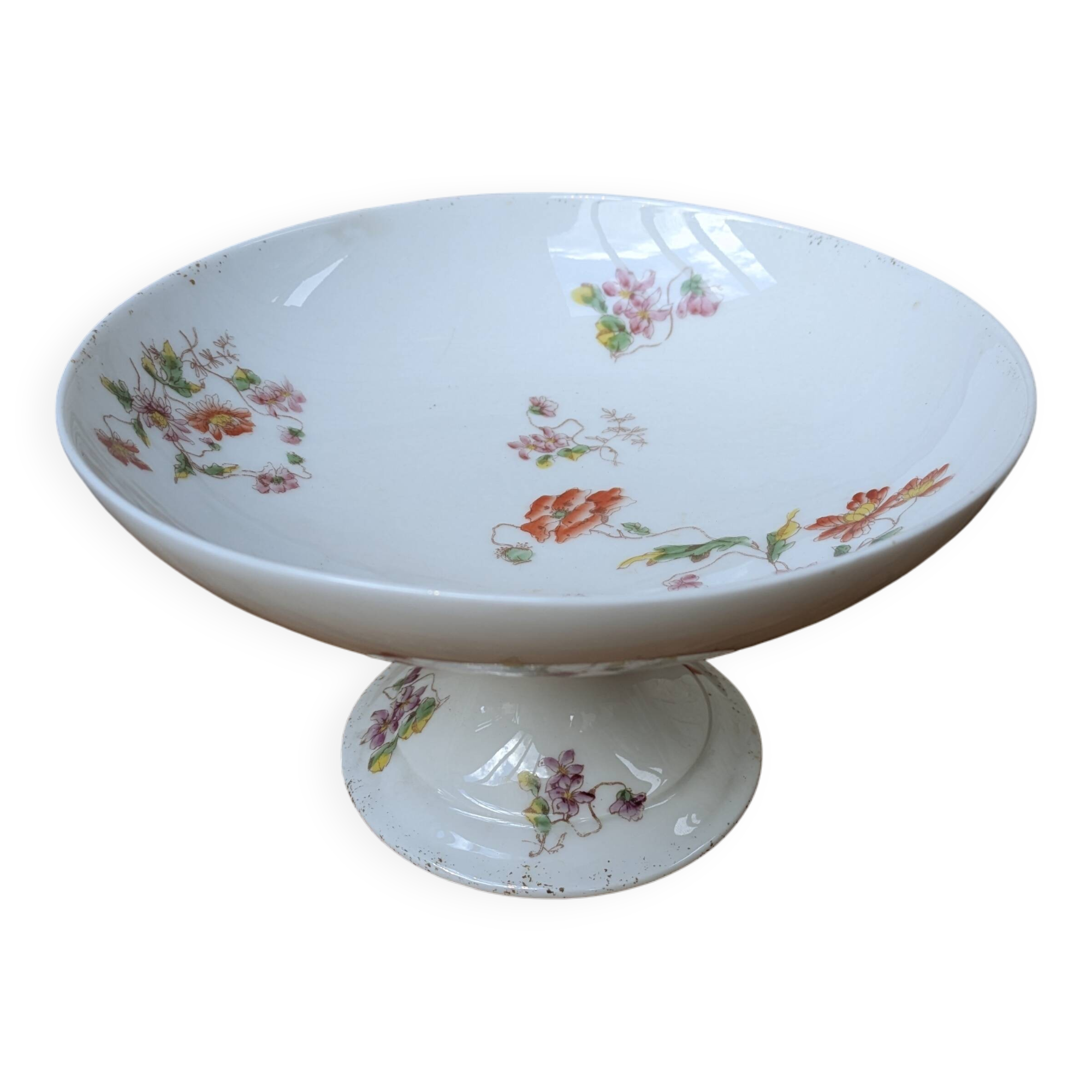 Old Limoges porcelain compote serving dish on pedestal