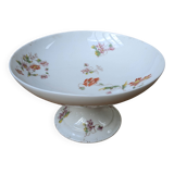 Ancien plat de service compotier sur piédouche en porcelaine de Limoges
