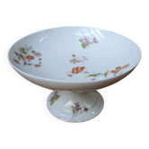 Ancien plat de service compotier sur piédouche en porcelaine de Limoges