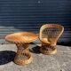 Vintage rattan and wicker side table