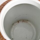 Pair of vintage Chinese vases in porcelain and woven bamboo.