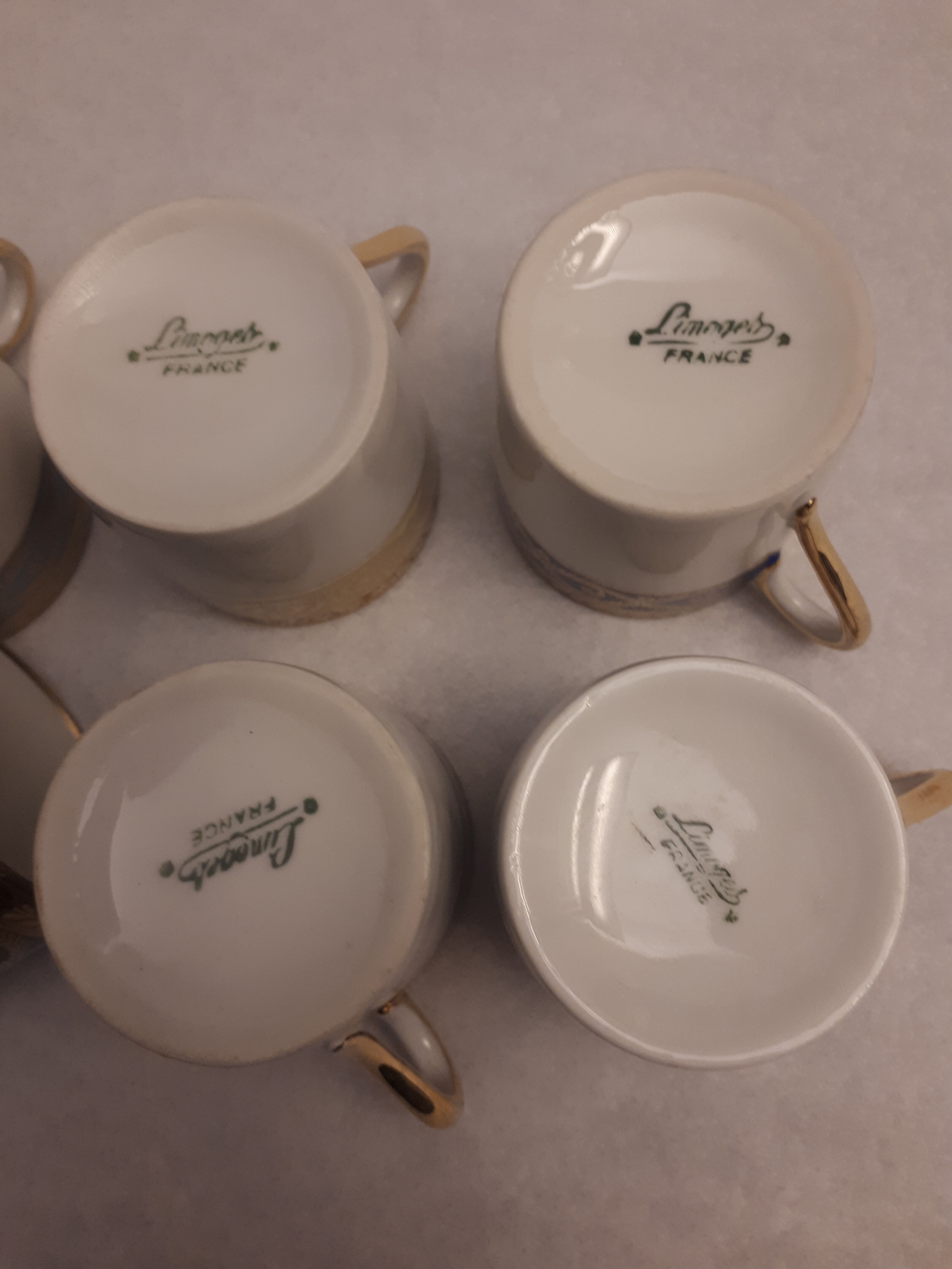 6 cups coffee mocha porcelain limoges Empire style golden frieze