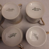 6 cups coffee mocha porcelain limoges Empire style golden frieze