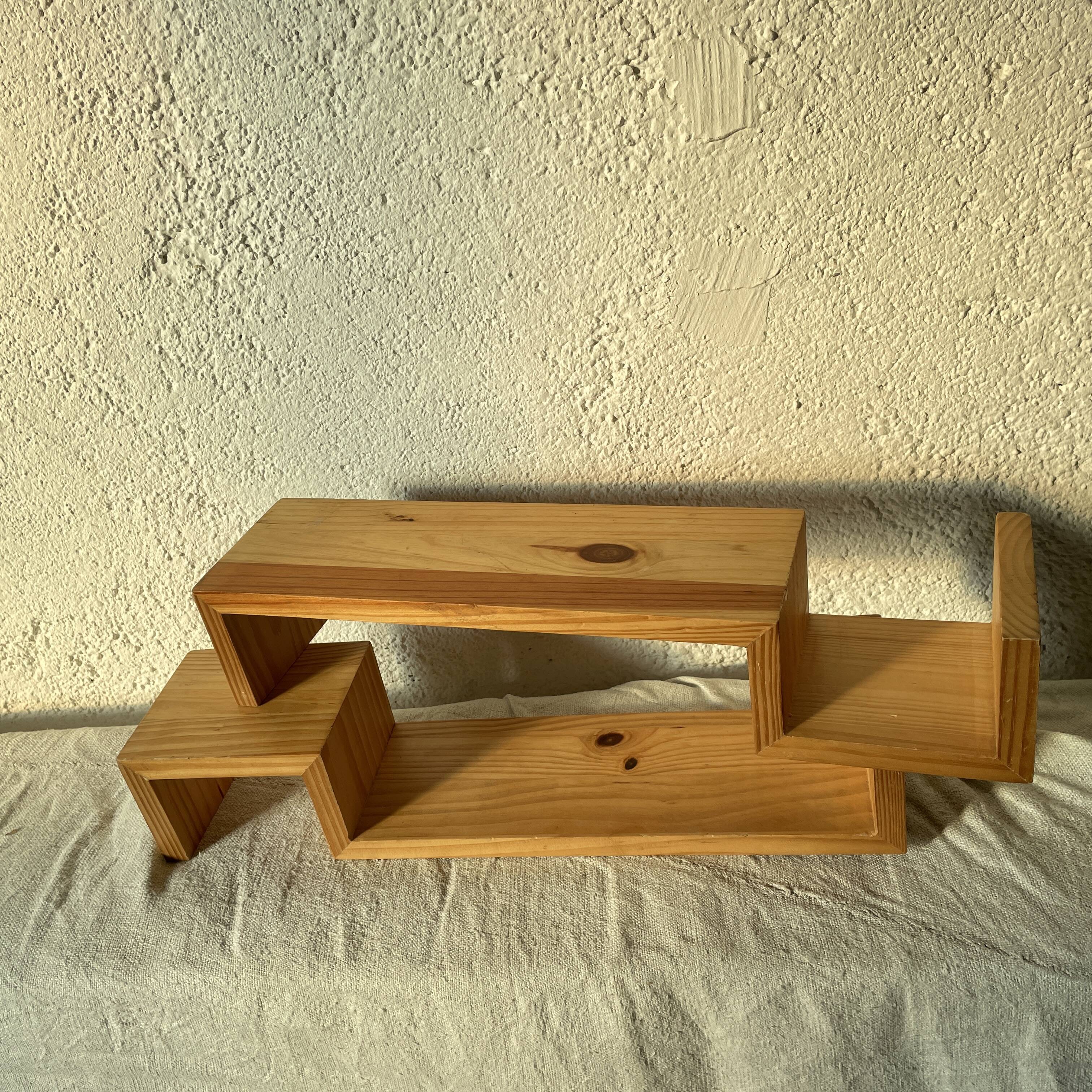Pair wooden wall shelves 1970