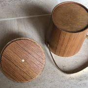 Scandinavian ice bucket in teck wood plating 1950