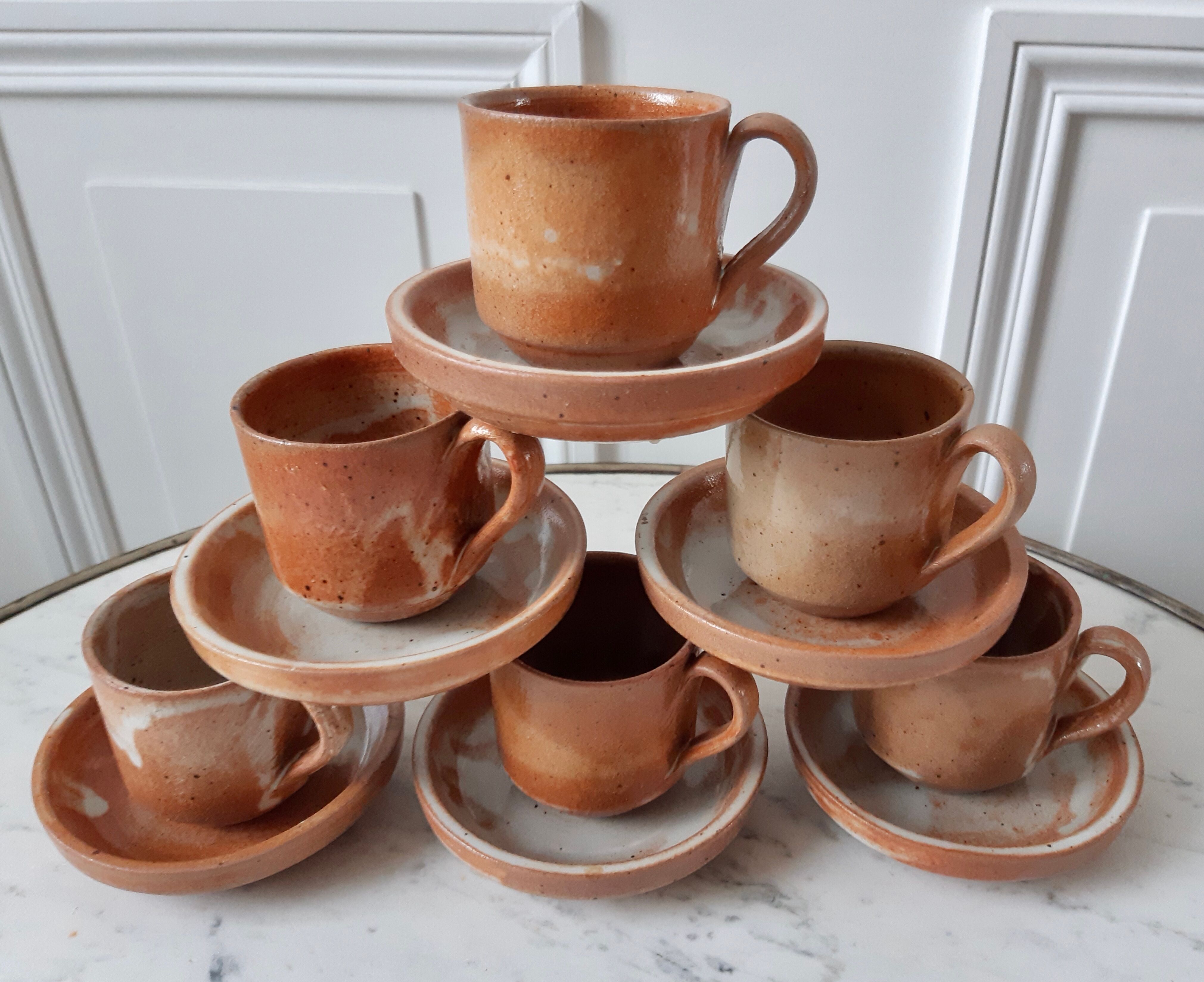 6 cups sandstone coffee cups with saucer