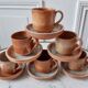 Lot de 6 tasses à café en grès avec soucoupe