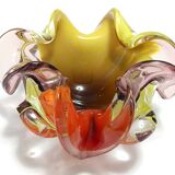 Grand cendrier/vide-poche en verre de Murano polychrome, attribué à Toso, Italie