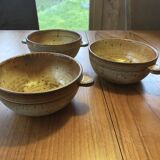 Ensemble de 3 bols en grès pyrité signés