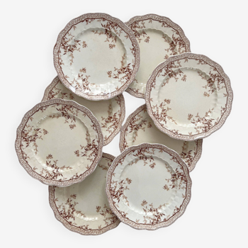 8 assiettes plates en terre de fer "Eton" Ridgways England Royal Semi Porcelain