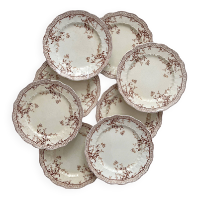 8 assiettes plates en terre de fer ''Eton'' Ridgways England Royal Semi Porcelain