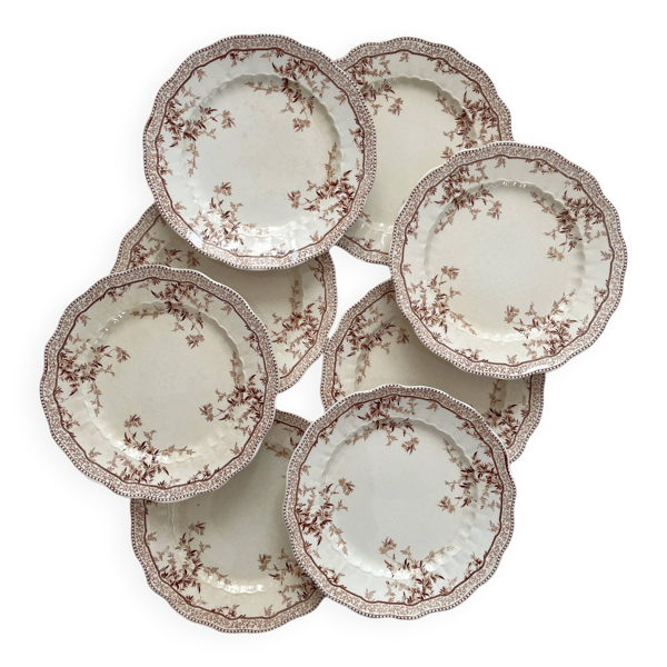 8 assiettes plates en terre de fer ''Eton'' Ridgways England Royal Semi Porcelain
