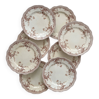 8 assiettes plates en terre de fer "Eton" Ridgways England Royal Semi Porcelain