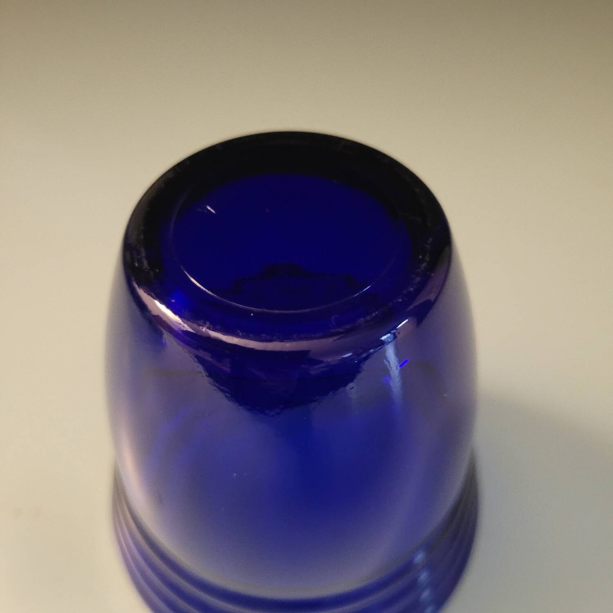 Cobalt blue glass with reliefs – modernist design – France, 1970s