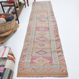 3x10 neutral handmade vintage runner rug, 78x326cm