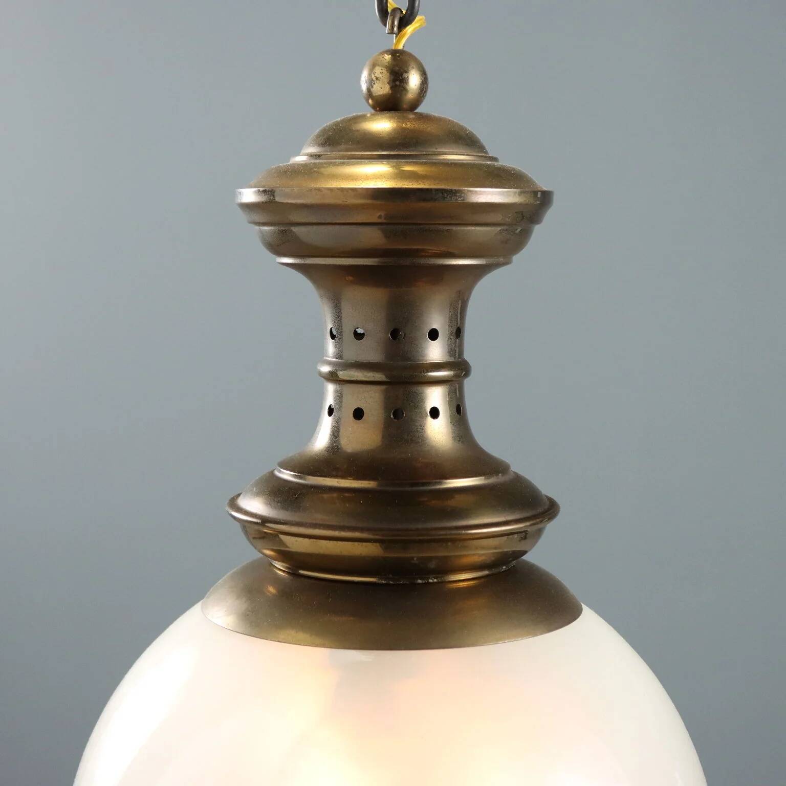 Vintage glass and brass pendant, Italy, 1950s