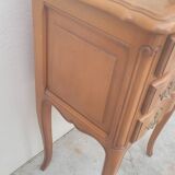 Pair of Louis xv style bedside tables in cherry wood, 3 drawers
