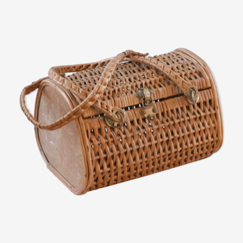 Panier en osier années 60