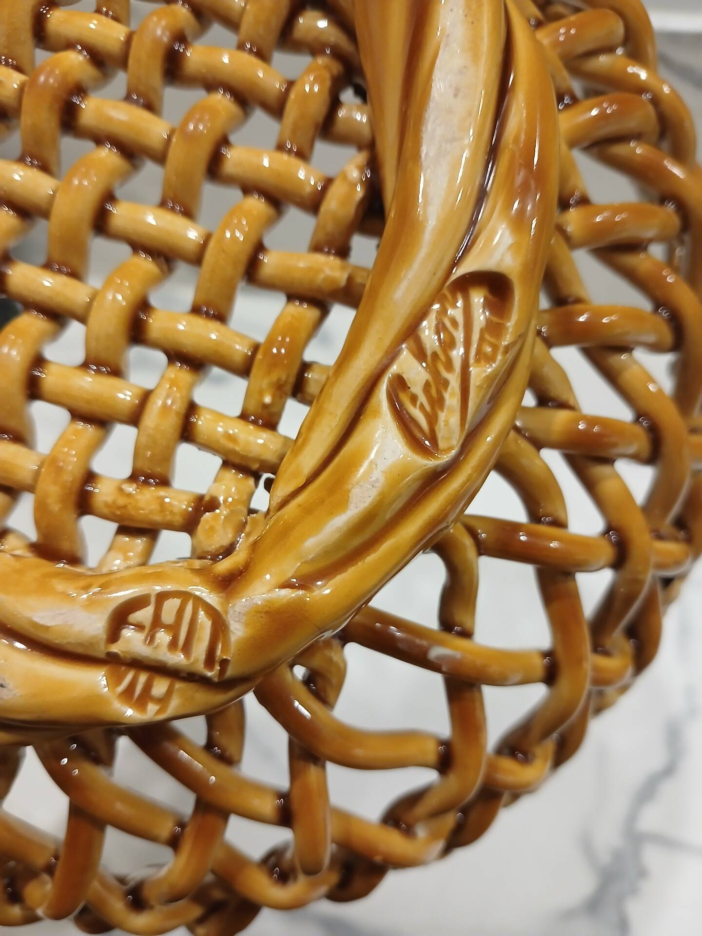 Openwork ceramic basket Pichon Uzès – 1960s