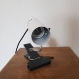 Vintage white lacquered metal spotlight on plastic clamp for Maureva, 1970