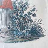 Framed antique engraving, harvest scene