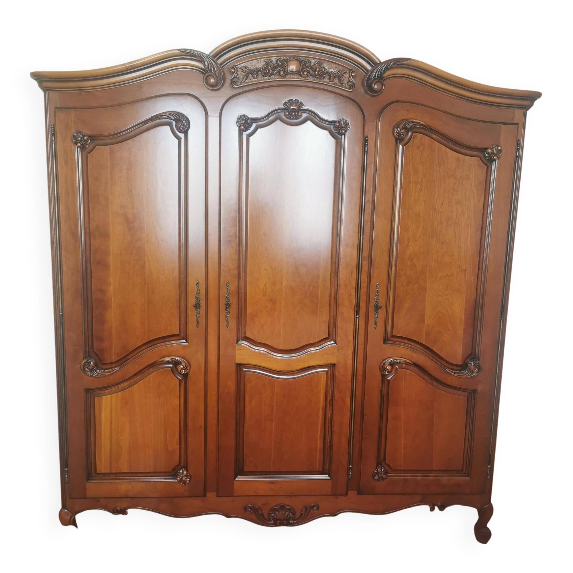 Carved solid cherry wood cabinet