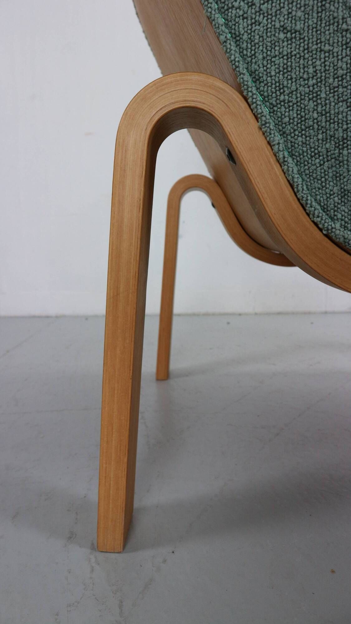Danish Plywood Lounge Chair by Magnus Olesen,  in mint bouclé
