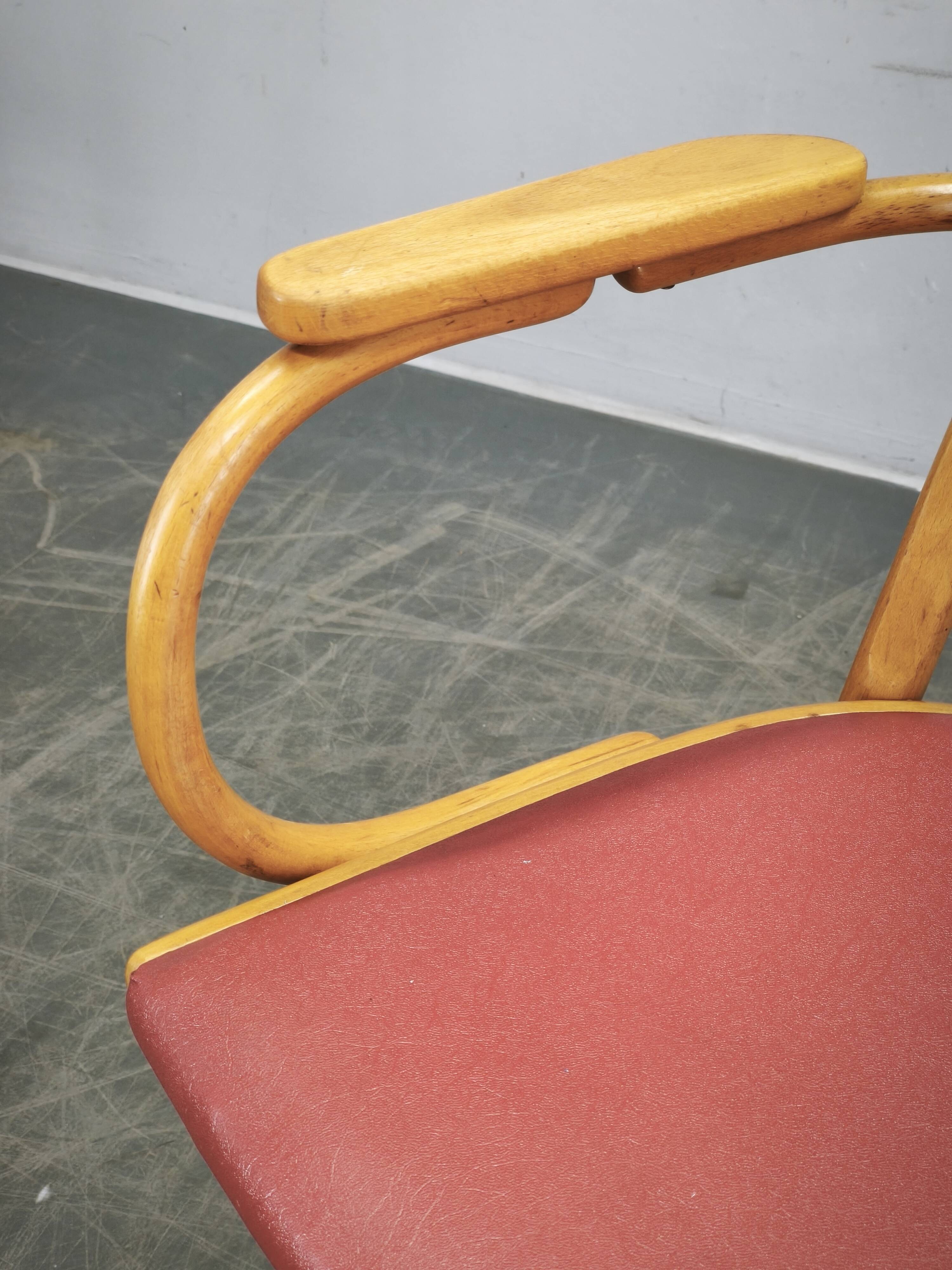 Ligna Adjustable Swivel Office Chair, Czechoslovakia, 1950s