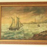 Large oil on marine canvas