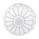 Grey white leather pouf - handmade Morocco D 53cm x H 32cm